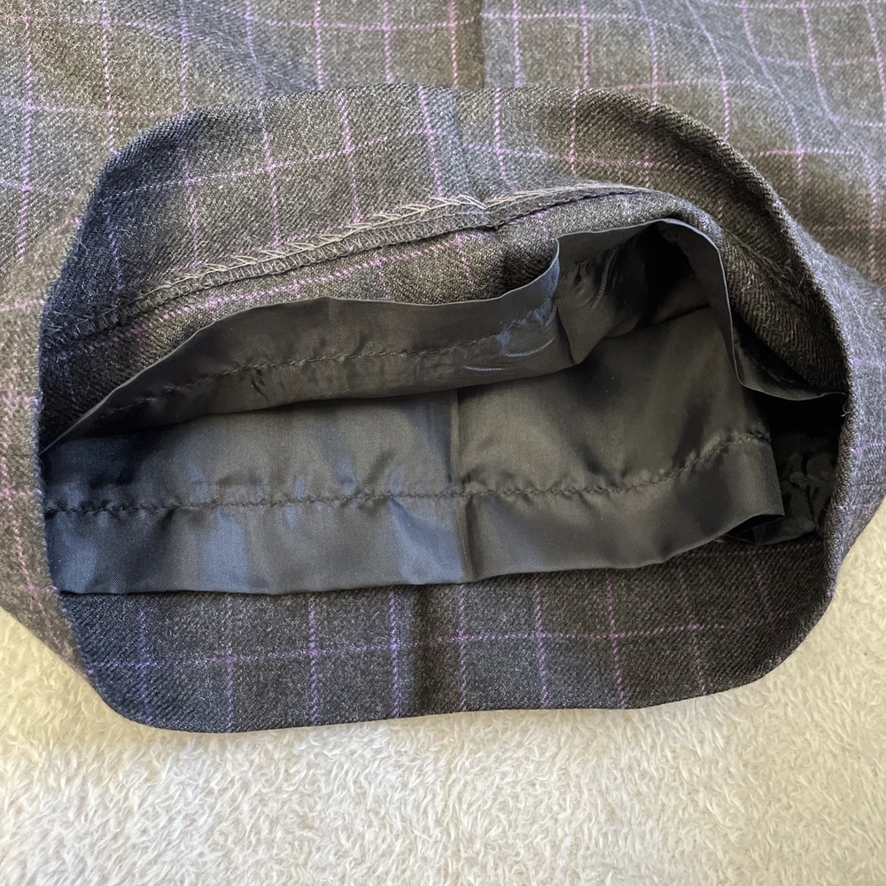 Talbots Petites Womens Dress Pants Charcoal Purple Plaid 100% Wool Lined 16W - Picture 11 of 12